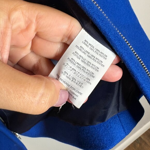 J. Crew Wool Melton Hooded Bib Jacket Royal Blue - Picture 5 of 6